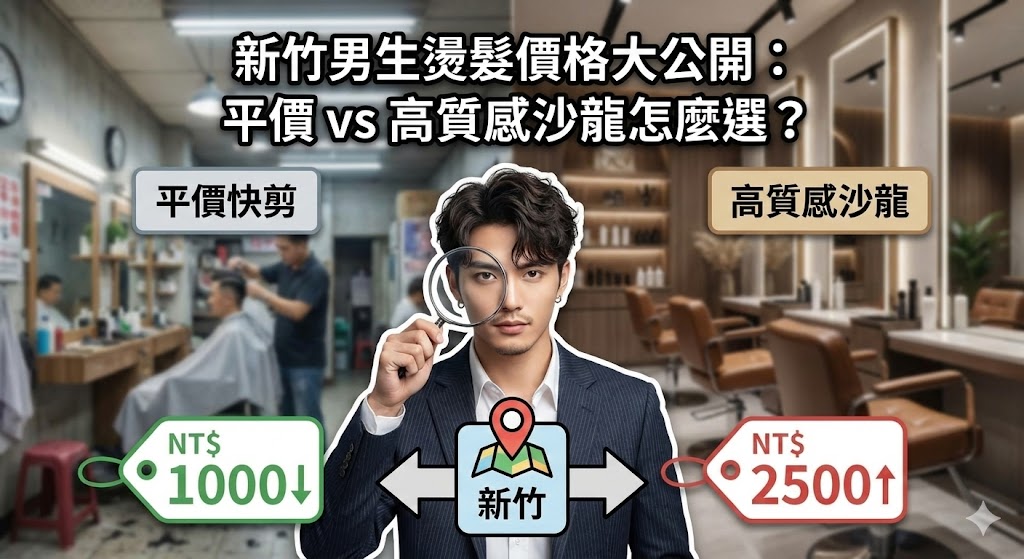 新竹男生燙髮價格諮詢示意圖，S.NO空間共享沙龍設計師在新竹中山路店內進行透明化收費說明，分析冷燙與熱塑燙價位差異。